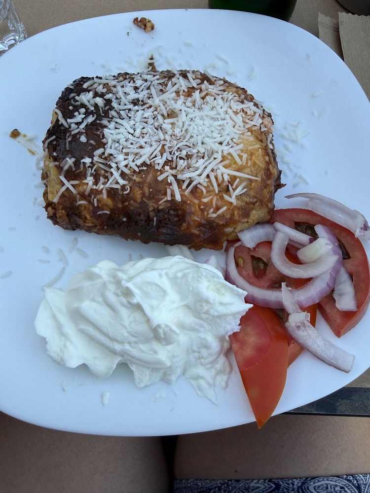 Moussaka with tzatziki